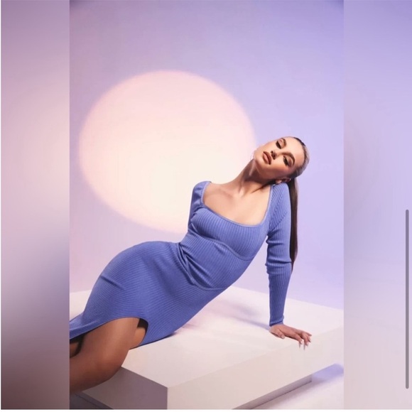 House of CB Misty Cornflower Bandage Midi Dress NWT